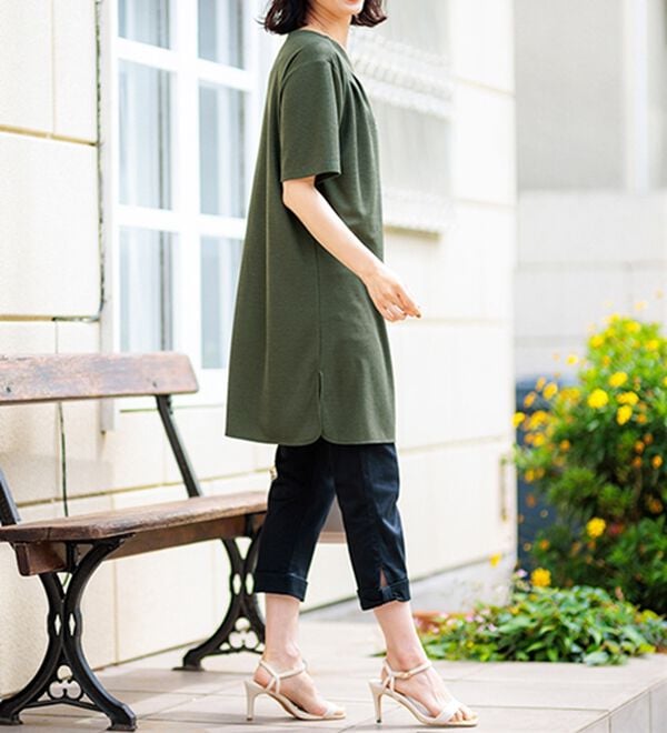 BELLUNA（ベルーナ）の「【接触冷感】かのこ素材タックデザインチュニックワンピース（その他ワンピース）」｜詳細画像