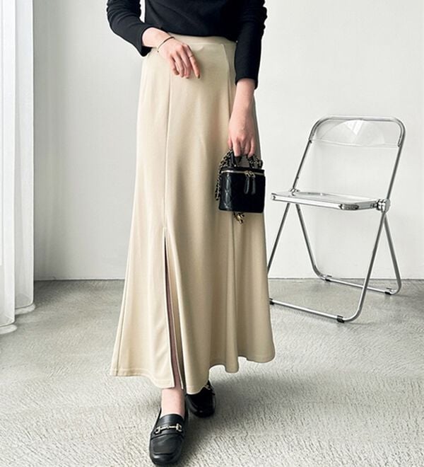 G.O.A ライトベージュ フレアスカート G.O.A ライトベージュ フレアスカート ベージュスカートコーデ11