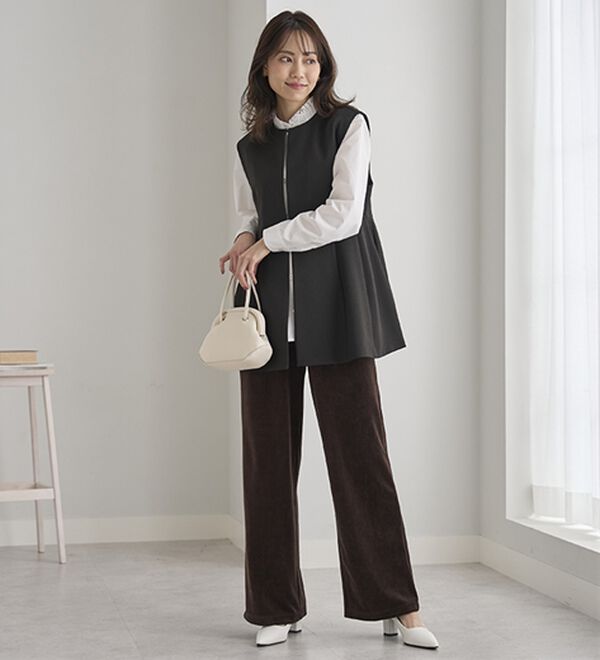 BELLUNA（ベルーナ）の「綺麗見えベロアワイドパンツ（フルレングスパンツ）」｜詳細画像