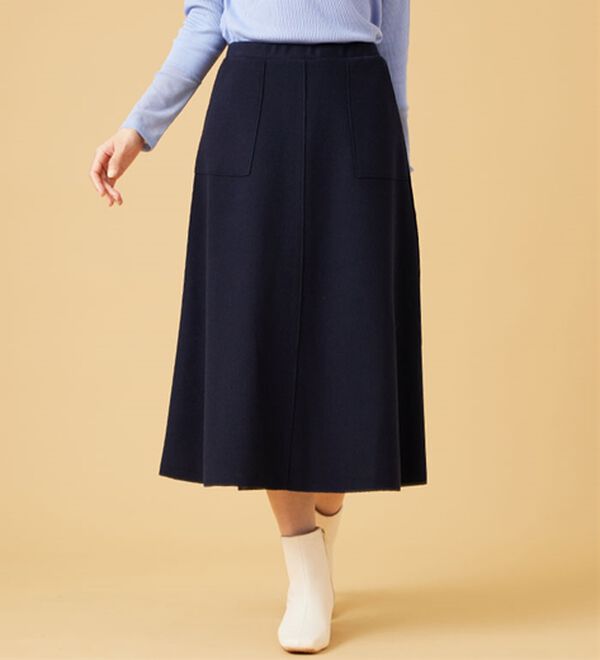 BELLUNA（ベルーナ）の「ふんわりメルトン素材ポケット付スカート（ロングスカート）」｜詳細画像