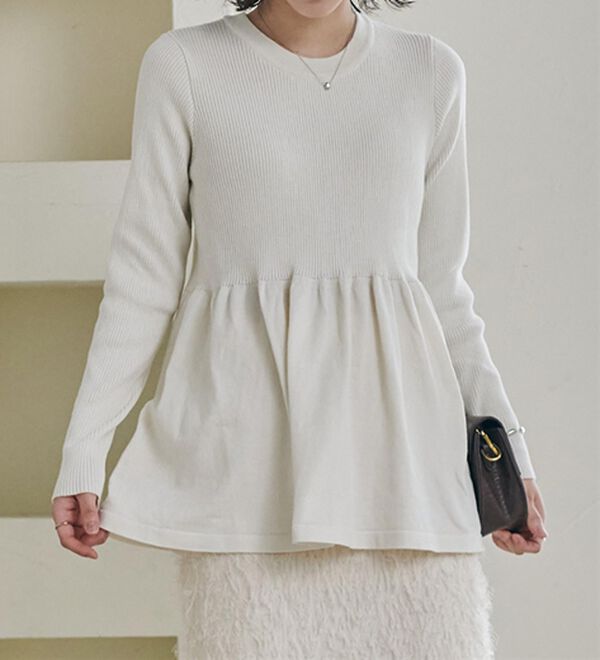 RANAN（ラナン）の「リブ切替ペプラムニット（ニット・セーター）」｜詳細画像