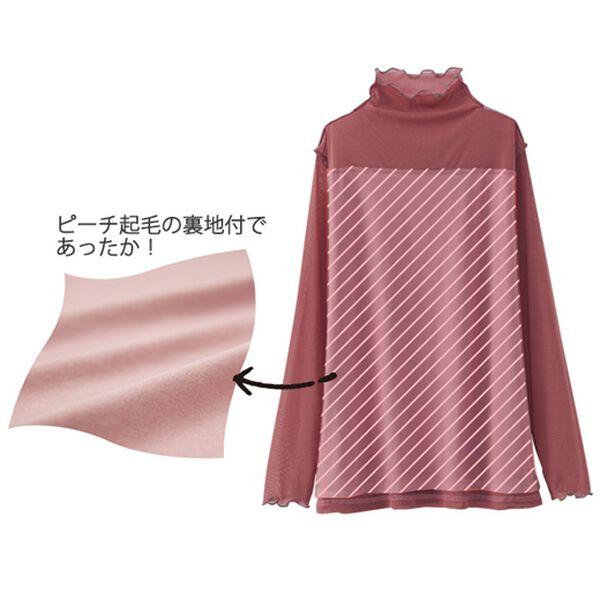 BELLUNA（ベルーナ）の「重ねるだけでサマになる！あったかシアーハイネックプルオーバー（カットソー）」｜詳細画像