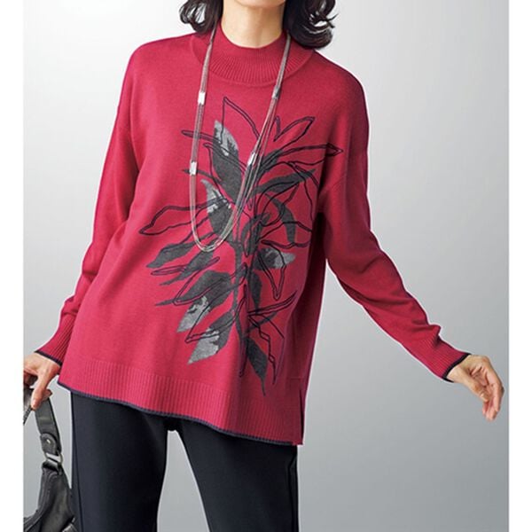 BELLUNA（ベルーナ）の「インターシャリーフ柄デザインセーター（ニット・セーター）」｜詳細画像