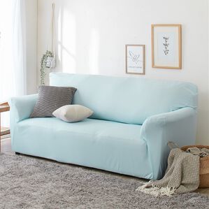 iellio（イエリオ）の「【８日間限定価格】お買得！ワッフルソファカバー＜洗える・伸縮・ソファーカバー・肘あり・肘なし・１人掛・２人掛・３人掛＞（ソファーカバー）」｜アイスブルー