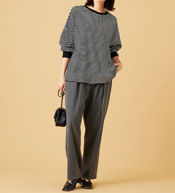 BELLUNA（ベルーナ）の「ゆったり体型カバー！ボーダープルオーバー（カットソー）」｜詳細画像