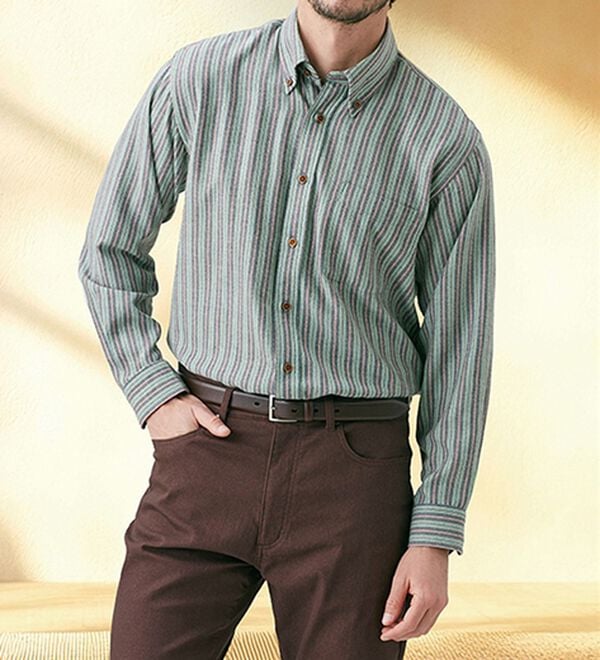 「＜バイロフト（Ｒ）＞カシミヤタッチネルシャツ（メンズシャツ）」｜詳細画像