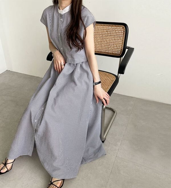 完売品✨ケイミー クレヨンベリー ギャザーラップワンピース ウォッシャブル 現行 セール】 【洗える】T/Rウォッシャブルギャバ バンドカラー