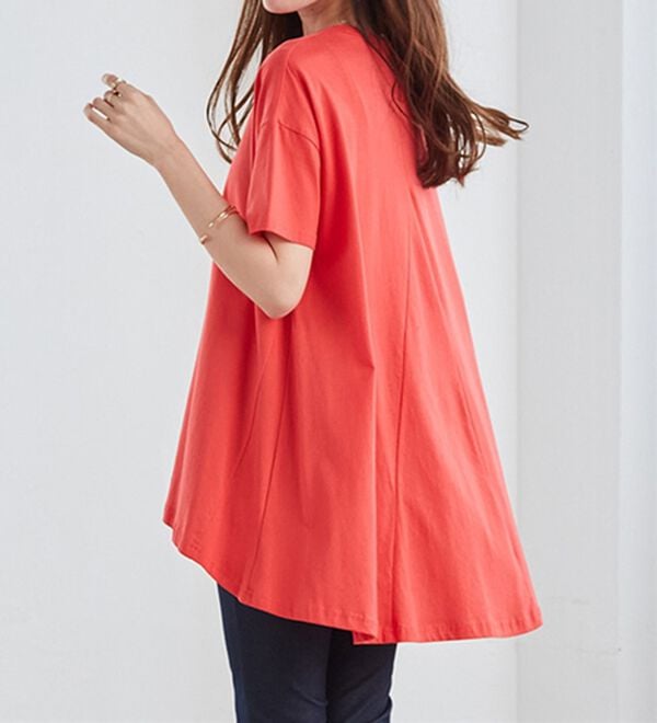 RANAN（ラナン）の「＜ＢＣ＞綿１００％ひんやりフレアーシルエットチュニック（カットソー）」｜詳細画像