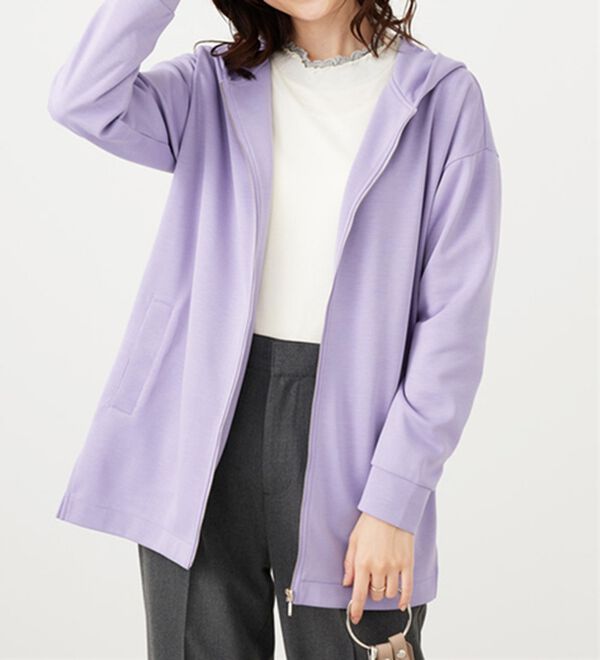 BELLUNA（ベルーナ）の「フードデザインとろみ素材ジップアップパーカー（パーカー）」｜詳細画像