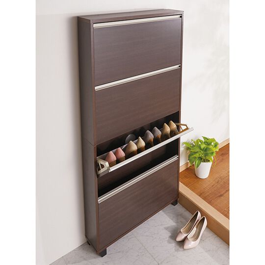 薄型フラップシューズラック＜玄関収納・靴箱・下駄箱・シューズ