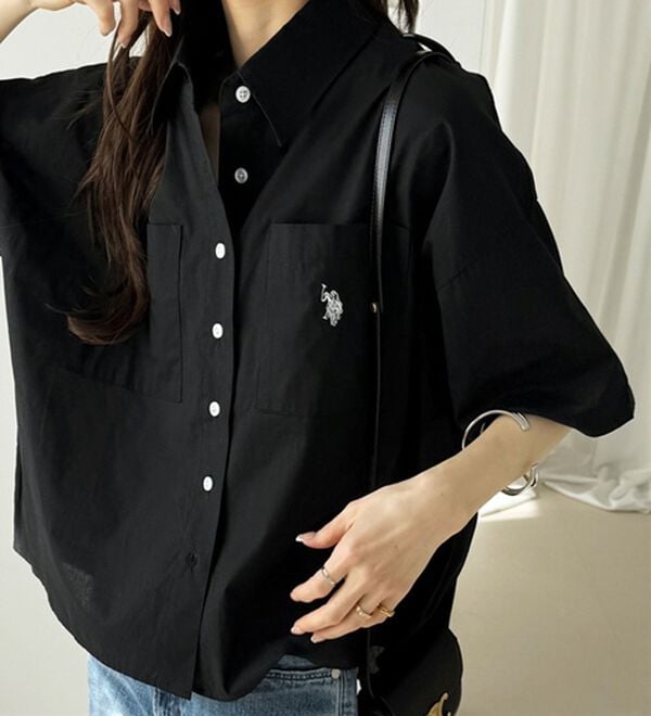 GeeRA（ジーラ）の「【ＵＳ．ＰＯＬＯ．ＡＳＳＮ】オーバーサイズ半袖シャツ（シャツ）」｜ブラック