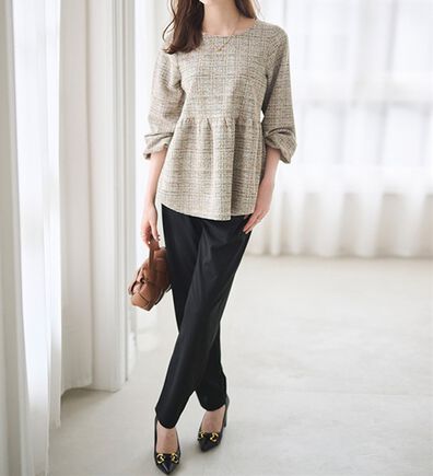 RANAN（ラナン）の「＜２点セット＞洗える！きれい見えカットツイードセットアップ（ブラウススーツ）」