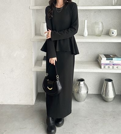 GeeRA（ジーラ）の「楽ちん！ペプラムデザインワンピース（カットソーワンピース）」