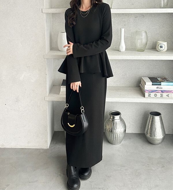 GeeRA（ジーラ）の「楽ちん！ペプラムデザインワンピース（カットソーワンピース）」｜詳細画像