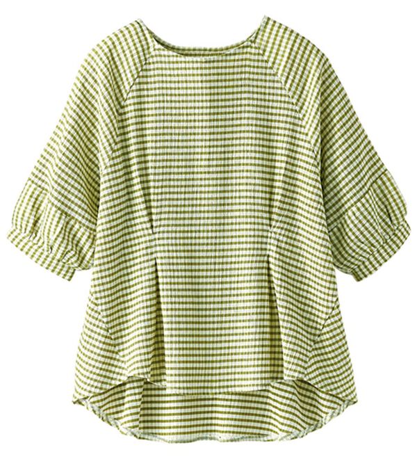 BELLUNA（ベルーナ）の「サッカー素材タック使いランタン袖プルオーバー（カットソー）」｜詳細画像