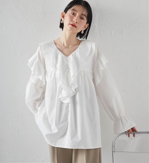 RANAN（ラナン）の「ビッグカラーフリルブラウス（ブラウス）」｜詳細画像