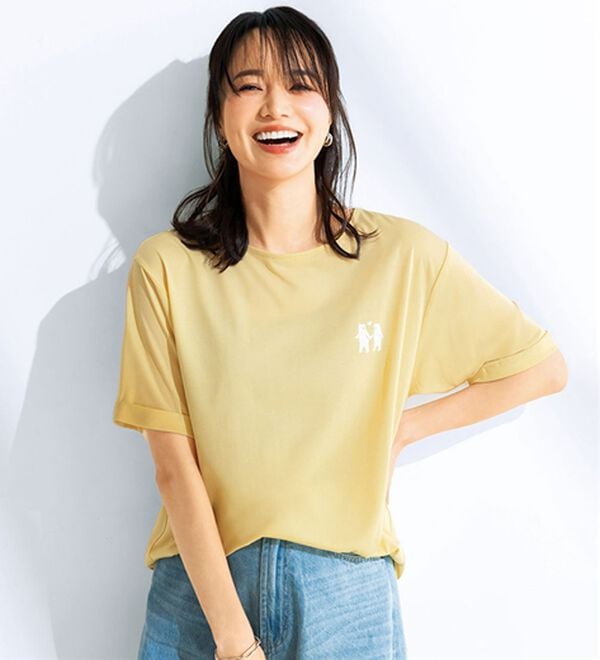 BELLUNA（ベルーナ）の「＜ＳＥＡ　ＢＲＥＥＺＥ＞冷感素材！プリントＴシャツ（カットソー）」｜イエロー