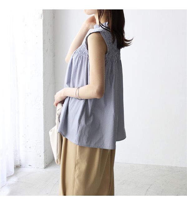 GeeRA（ジーラ）の「ストライプシャーリングブラウス（アンサンブル）」｜詳細画像