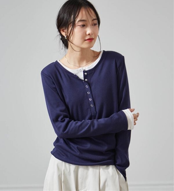 RANAN（ラナン）の「レイヤードヘンリーネックリブTシャツ（カットソー）」｜詳細画像