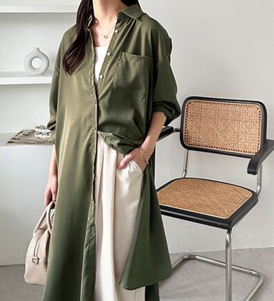 GeeRA（ジーラ）の「スリット入りロングシャツワンピース（シャツワンピース）」
