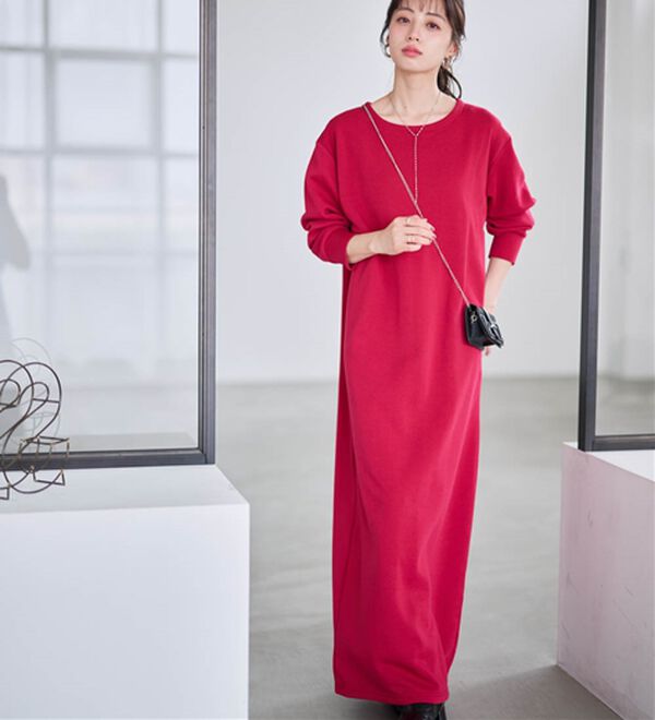 選べる2丈】裏起毛シンプルバックスリットワンピース - ベルーナ【公式】