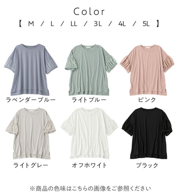 Viola e Viola（ヴィオラ エ ヴィオラ）の「【５つの機能付】ボリューム袖シフォン切替Ｔシャツ（Tシャツ）」｜詳細画像