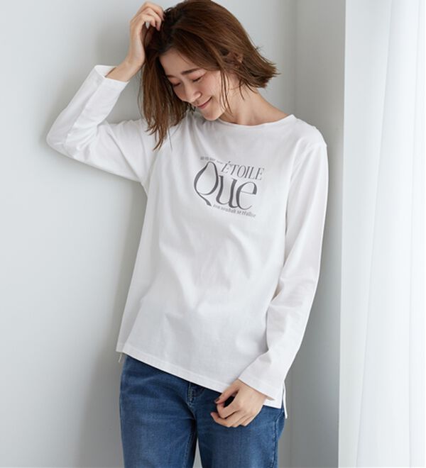 BELLUNA（ベルーナ）の「【着回しのミカタ！】綿100％大人顔サマ見えプリントロンT（カットソー）」｜詳細画像