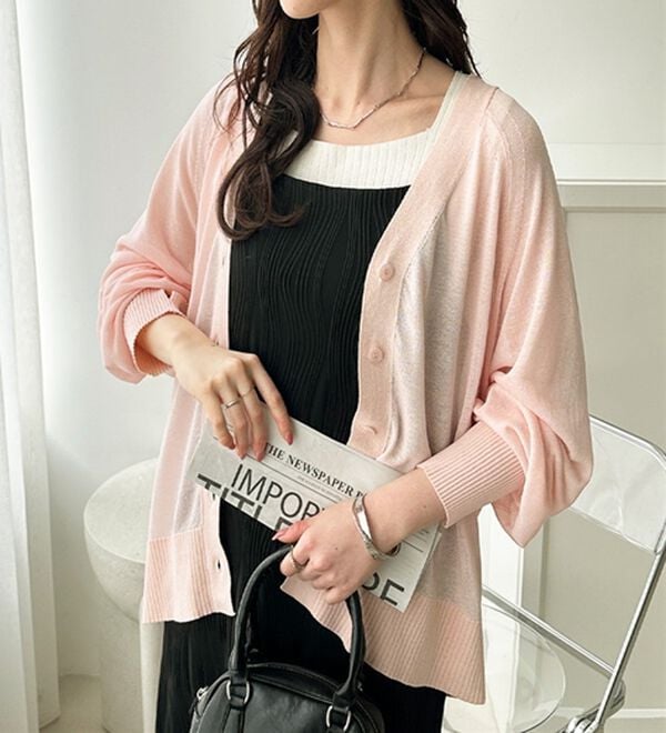 GeeRA（ジーラ）の「接触冷感！Ｖネックカーディガン（ニットカーディガン）」｜詳細画像