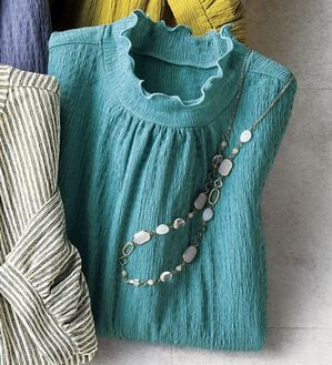 ルフラン（ルフラン）の「さらり涼やかブラウスみたい！プルオーバー（カットソー）」｜サックス