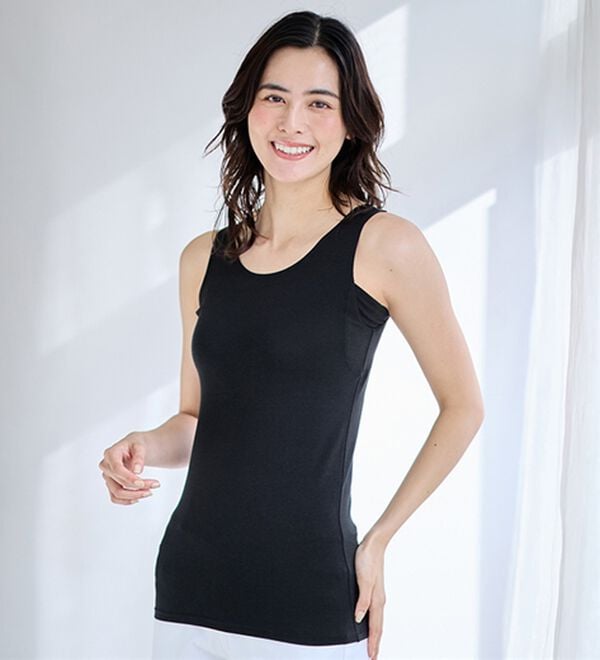 LAVIENNE（ラヴィエンヌ）の「【とろけるような肌ざわり】テンセル（ＴＭ）繊維コットン混汗取りパッド付タンク（肌着・インナーウェア）」｜詳細画像