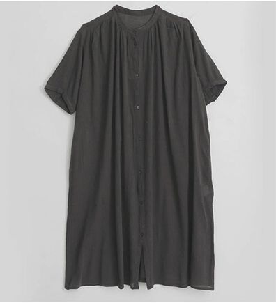 A HAPPY MARILYN（アハッピーマリリン）の「【Ｌ～６Ｌ】【風通るプレミアム】綿１００％ 楊柳 五分袖 ギャザーたっぷりワンピース（カットソーワンピース）」