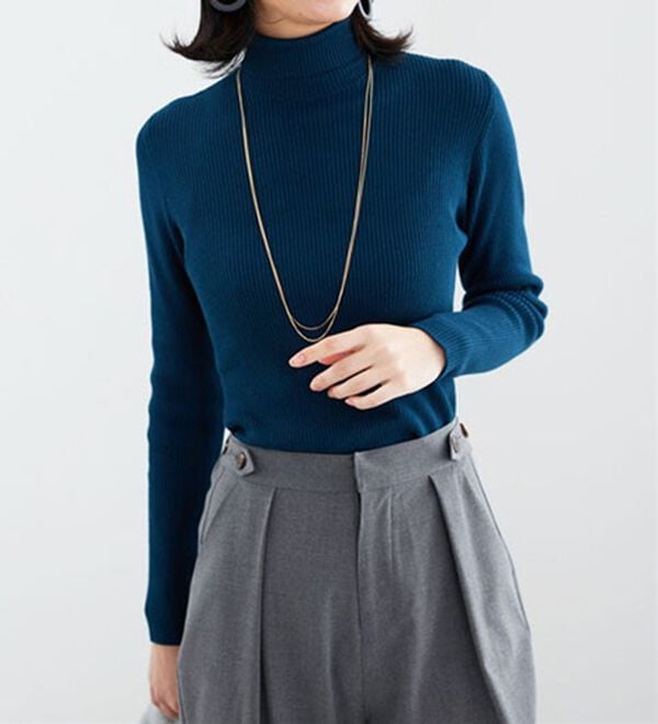 BELLUNA（ベルーナ）の「リブニットタートルプルオーバー（ニット・セーター）」｜詳細画像