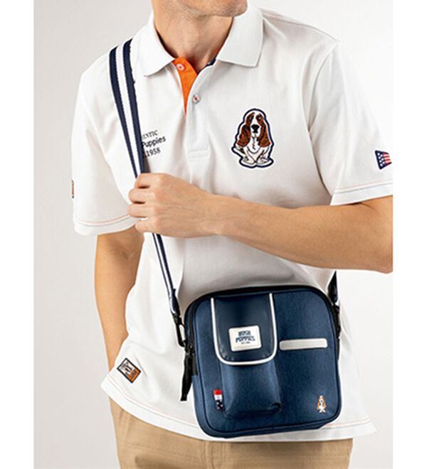 「＜ハッシュパピー＞配色お洒落なスクエアーバッグ（メンズショルダーバッグ）」｜詳細画像