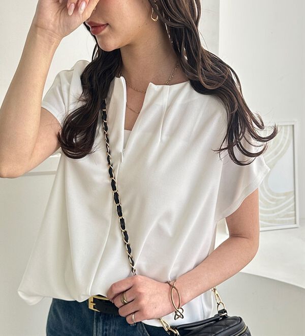 GeeRA（ジーラ）の「前後２ＷＡＹハーフジップＴブラウス（ブラウス）」｜詳細画像