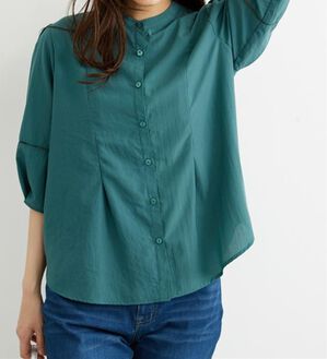 BELLUNA（ベルーナ）の「エアリービンテージ素材タック使いブラウス（ブラウス）」｜グリーン