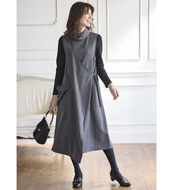 BELLUNA（ベルーナ）の「気分が上がる♪ハイネックデザインワンピース（その他ワンピース）」｜詳細画像