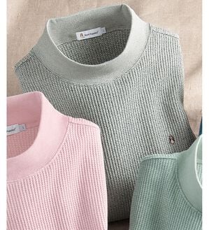 「＜ハッシュパピー＞杢調ワッフル地ハイネックトレーナー（メンズトレーナー）」｜ミックスグレー