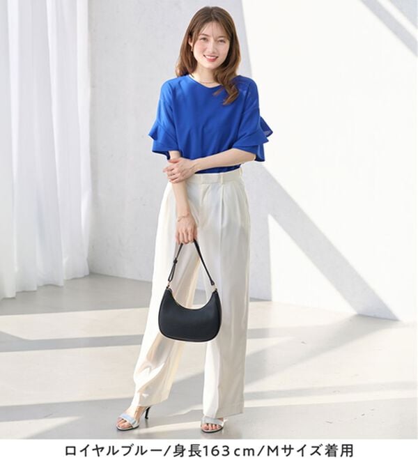 alotta（アロッタ）の「【４つの機能付】ひんやりフリル袖ブラウスＴシャツ（ブラウス）」｜詳細画像