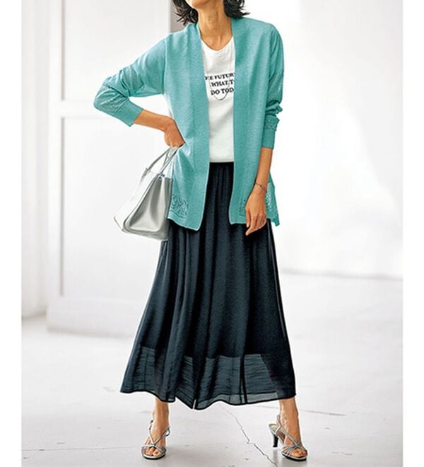 BELLUNA（ベルーナ）の「幾何柄デザイン杢調トッパーカーディガン（ニットカーディガン）」｜詳細画像