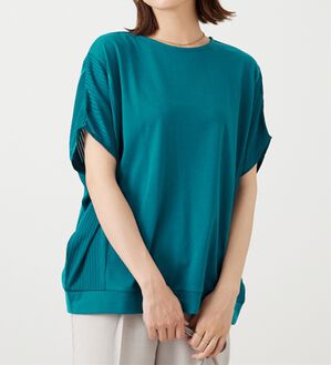 BELLUNA（ベルーナ）の「サイドシャドーストライプ切替チュニック（チュニック）」｜ターコイズ