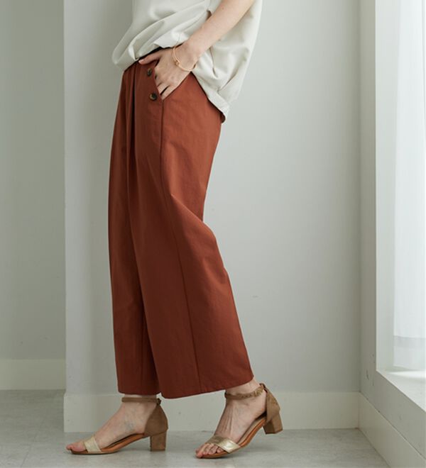 BELLUNA（ベルーナ）の「【ヨコストレッチ・紫外線カット・選べる2丈】サラもちライト快適ワイドパンツ（ワイドパンツ・ガウチョ）」｜詳細画像