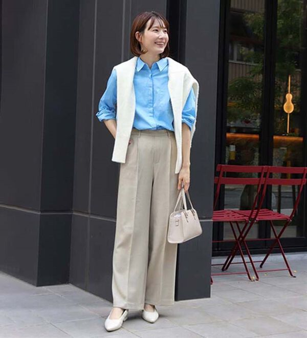 Pierrot（ピエロ）の「大人シルエットウールライクタックワイドパンツ（ワイドパンツ・ガウチョ）」｜詳細画像