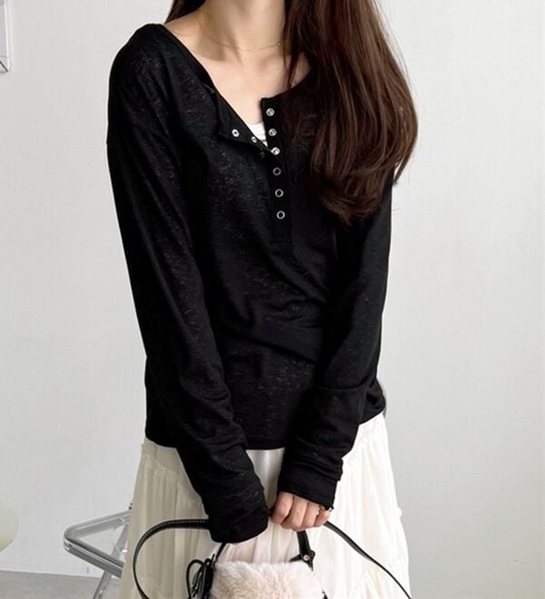 GeeRA（ジーラ）の「前後２ＷＡＹシアースラブヘンリーネックカットソー（カットソー）」｜詳細画像