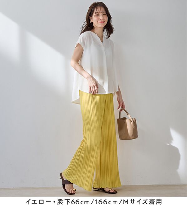 Viola e Viola（ヴィオラ エ ヴィオラ）の「着心地楽ちん！さらっと軽やかプリーツパンツ（フルレングスパンツ）」｜詳細画像