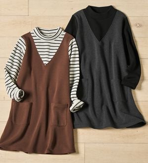 Viola e Viola（ヴィオラ エ ヴィオラ）の「重ね着風あったか裏起毛チュニックワンピース（その他ワンピース）」｜詳細画像