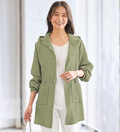 BELLUNA（ベルーナ）の「フード付き楊柳シアーパーカー（パーカー）」