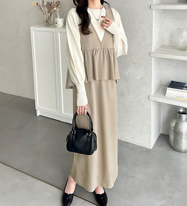 GeeRA（ジーラ）の「楽ちん！ペプラムジャンパースカート（ジャンパースカート）」｜詳細画像