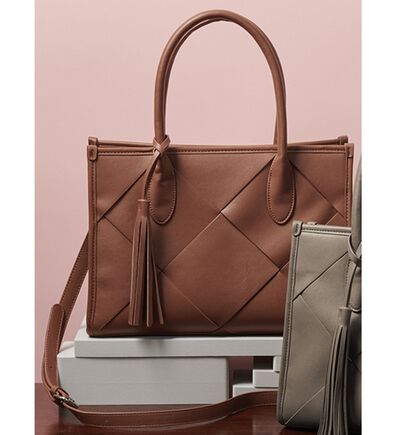 RANAN（ラナン）の「編み込みデザインタッセル付き２Ｗａｙハンドバッグ（ハンドバッグ）」