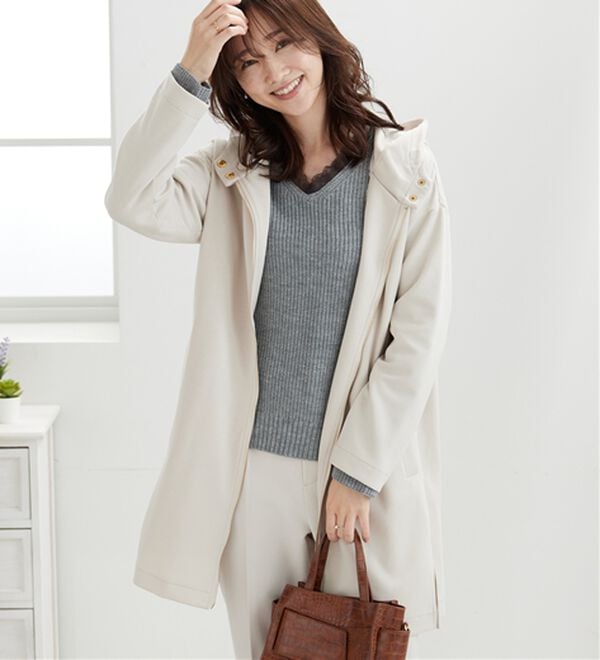 BELLUNA（ベルーナ）の「衿デザインロング丈パーカー（パーカー）」｜トープ