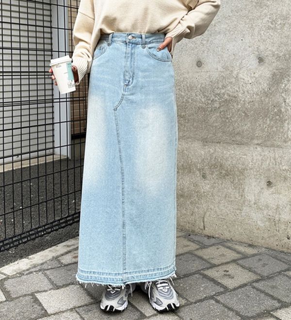 GeeRA（ジーラ）の「バックスリットデニムロングスカート（ロングスカート）」｜詳細画像